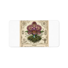 Vintage Botanische Orchidee Bloem Sticker Label Ku