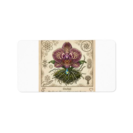 Vintage Botanische Orchidee Bloem Sticker Label Ku (Voorkant)