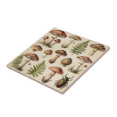 Vintage botanische paddestoel varen collage tegeltje (Zijkant)