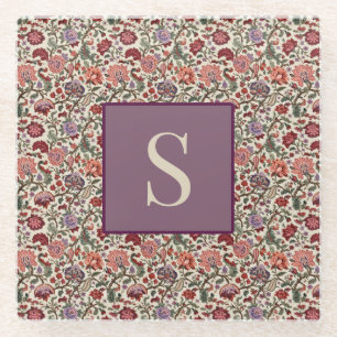 Vintage botanische paisley bloempatroon – Sierlijk Glazen Onderzetter