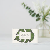 Vintage Botanische palmleder Visitekaartje (Staand voorkant)