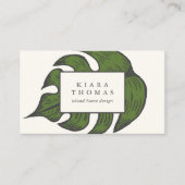 Vintage Botanische palmleder Visitekaartje (Voorkant)