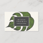 Vintage Botanische palmleder Visitekaartje (Voorkant)