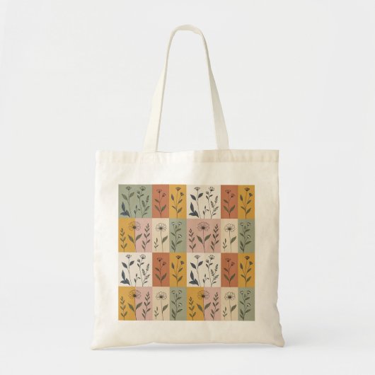 Vintage Botanische Patchwork Bloem Tas (Voorkant)