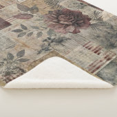 Vintage Botanische Patchwork Rustic (2) Sherpa Deken (3/4)