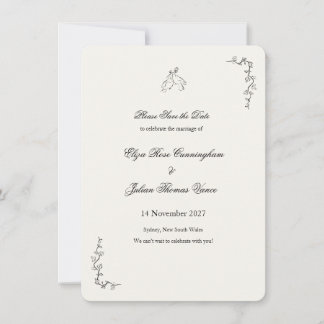 Vintage Botanische Romantische Klimop Save the Dat Date