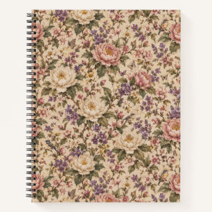 Vintage Botanische Rozen Tuin & Vlinder Patroon Notitieboek
