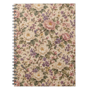 Vintage Botanische Rozen Tuin & Vlinder Patroon Notitieboek