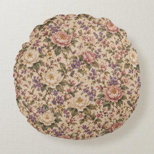 Vintage Botanische Rozen Tuin & Vlinder Patroon Rond Kussen