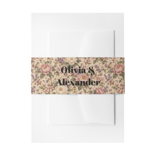 Vintage Botanische Rozen Tuin & Vlinder Patroon Uitnodigingen Wikkel