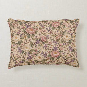 Vintage botanische rozentuin en vlinderpatroon accent kussen