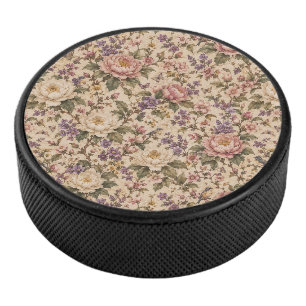 Vintage botanische rozentuin en vlinderpatroon hockey puck