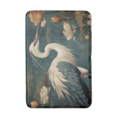 Vintage botanische scène blauwe kraanvogel en lotu badmat (Voorkant Verticaal)