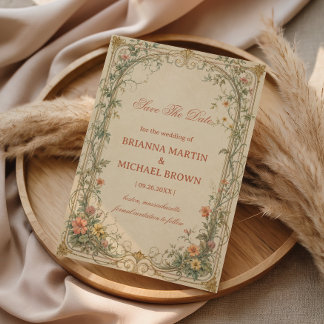 Vintage Botanische Siermotieven Save The Date