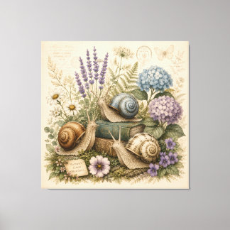 Vintage botanische slakken natuur canvas wandkunst afdruk