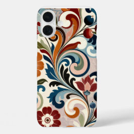 Vintage botanische spiraal bloempatroon iPhone 16 plus hoesje