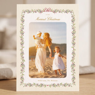 vintage botanische strik 1 foto plat  feestdagenkaart