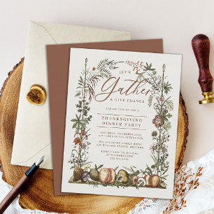 Vintage Botanische Thanksgiving en paddenstoelen Kaart