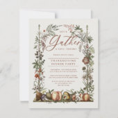 Vintage Botanische Thanksgiving en paddenstoelen Kaart (Voorkant)