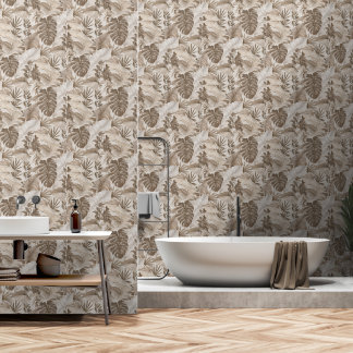 Vintage botanische toile behang