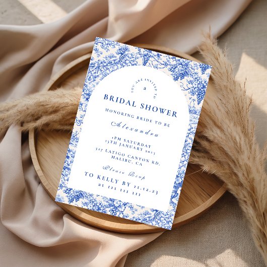 Vintage Botanische Toile Bruiloftsborrel Kaart