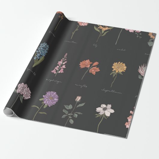 Vintage botanische veldgids cadeaupapier (Uitgerold)