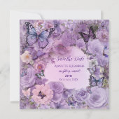 Vintage Botanische Vlinder Lavendel Bruiloft Save The Date (Voorkant)