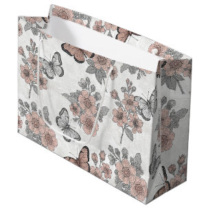 Vintage botanische vlinder toile patroon (1) groot cadeauzakje