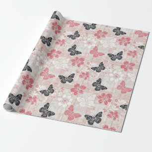 Vintage botanische vlinder toile patroon (3) cadeaupapier