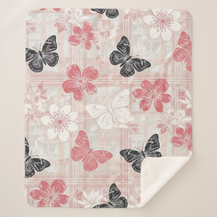 Vintage botanische vlinder toile patroon (3) sherpa deken