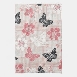 Vintage botanische vlinder toile patroon (3) theedoek