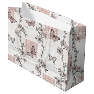 Vintage botanische vlinder toile patroon (4) groot cadeauzakje