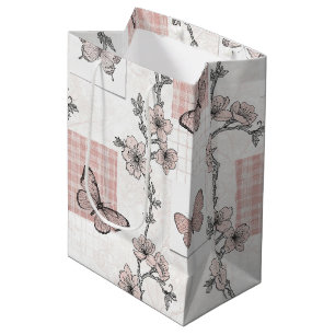 Vintage botanische vlinder toile patroon (4) medium cadeauzakje