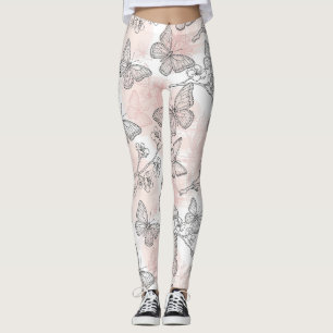 Vintage botanische vlinder toile patroon (5) leggings