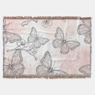 Vintage botanische vlinder toile patroon (6) deken