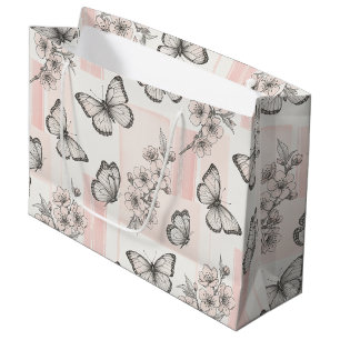 Vintage botanische vlinder toile patroon (7) groot cadeauzakje