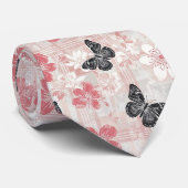Vintage botanische vlinder toile patroon (7) stropdas (Opgerold)