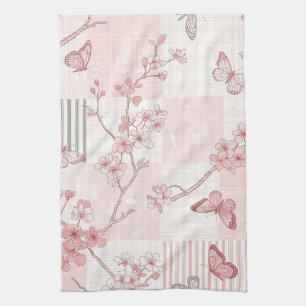 Vintage botanische vlinder toile patroon (7) theedoek