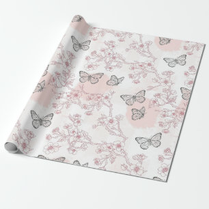Vintage botanische vlinder toile patroon (8) cadeaupapier