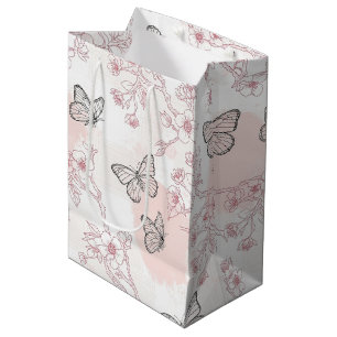 Vintage botanische vlinder toile patroon (8) medium cadeauzakje