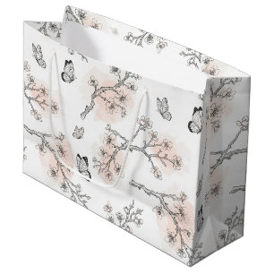 Vintage botanische vlinder toile patroon (9) groot cadeauzakje