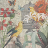 Vintage Botanische Vogel Natuur Antiek Tropisch Sticker (Voorkant)