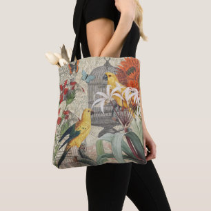 Vintage Botanische Vogel Natuur Antiek Tropisch Tote Bag