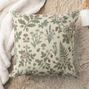 Vintage botanische weide- en bosbloemen kussen