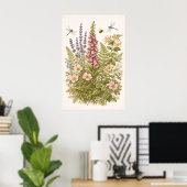 Vintage Botanische Wilde Bloem Tuin Kunst Poster (Thuiskantoor)