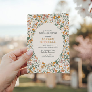 Vintage Botanische Wilde Bloemen Bruidsfeest Kaart