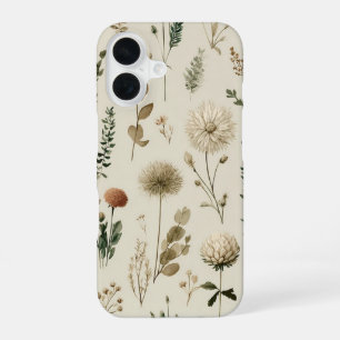Vintage botanische wilde bloemen & kruiden telefoo iPhone 16 hoesje