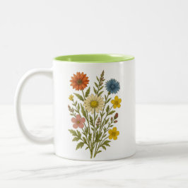 Vintage botanische wilde bloemen mok