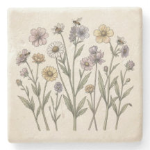 Vintage Botanische Wildernisbloemen Onderzetter –