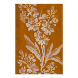 Vintage botanische witte bloemenposter op bruin –  perfect poster